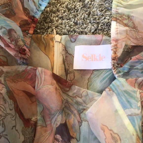 BEST Selkie The Mucha Puff Mini Dress Angel Print Party Cocktail Spring - Picture 7 of 13